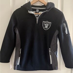 Raiders Game NFL Team Apparel  1/4 Zip Pullover Thermal Hoodie kids 10/12 medium